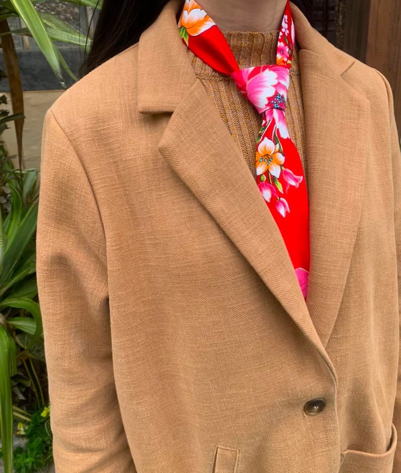 Classic Peony Flower Tie-Red - เนคไท/ที่หนีบเนคไท - ผ้าฝ้าย/ผ้าลินิน 