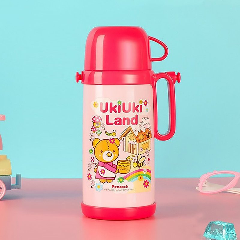 【孔雀Peacock】580ML 兒童保冷保溫杯水壺 桃紅小熊 - 保溫瓶/保溫杯 - 不鏽鋼 粉紅色