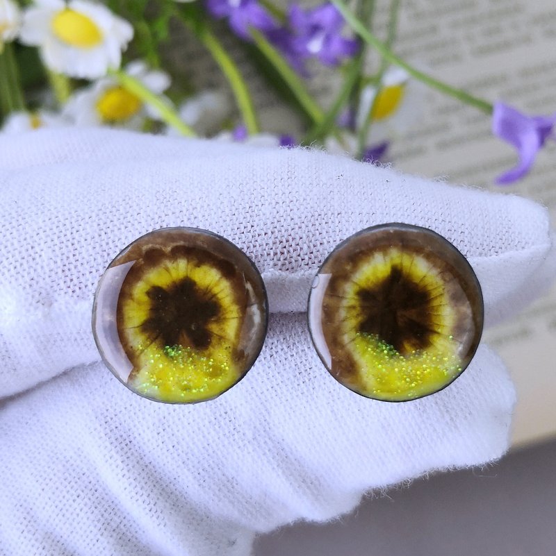 Yellow -brown 3D Eye chips 14mm, doll Eye chips for Custom Blythe - ตุ๊กตา - เรซิน 