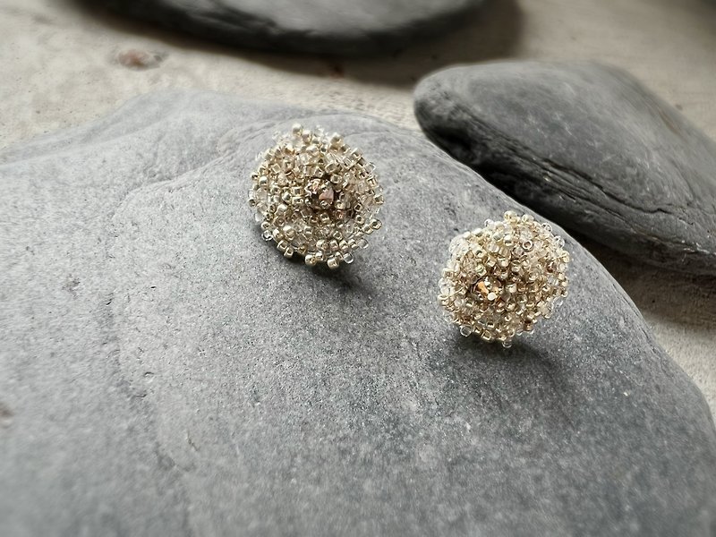 Little Full Moon-Handmade Braided Earrings - Earrings & Clip-ons - Other Materials Silver