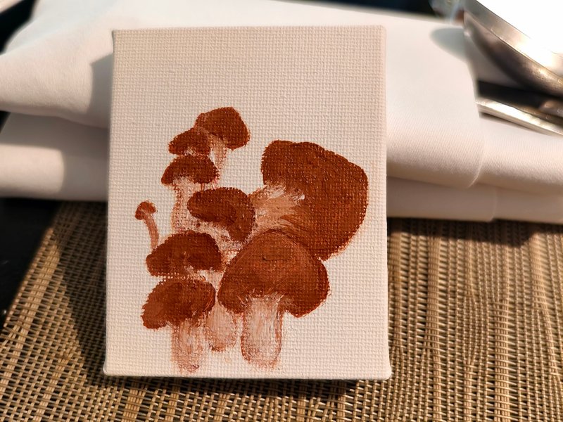 蘑菇/迷你掛畫/無框畫/壓克力水彩畫/裝飾畫 - 海報/掛畫/掛布 - 棉．麻 