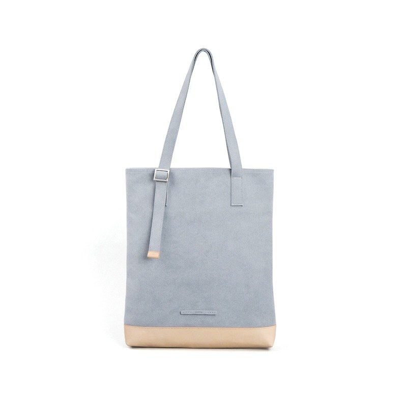 RAWROW | suede series-13 inch fashion tote bag - fog gray -RTO211CH - กระเป๋าแมสเซนเจอร์ - หนังแท้ สีเทา