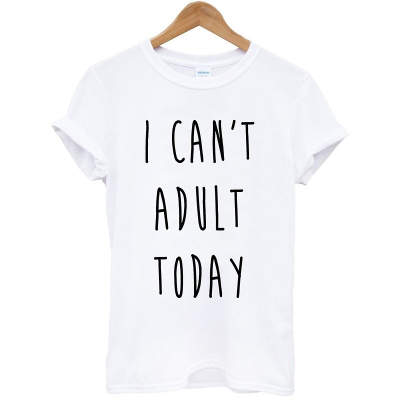 I CAN&#39;T ADULT TODAY English men&#39;s and women&#39;s short-sleeved T-shirt-2 color text green English