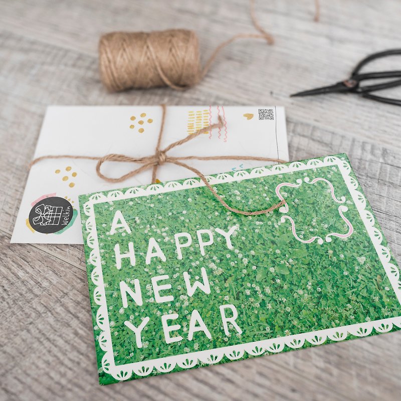 Grassland New Year's Card [CM17126] Rococo Strawberry WELKIN Handmade Postcard - การ์ด/โปสการ์ด - กระดาษ 