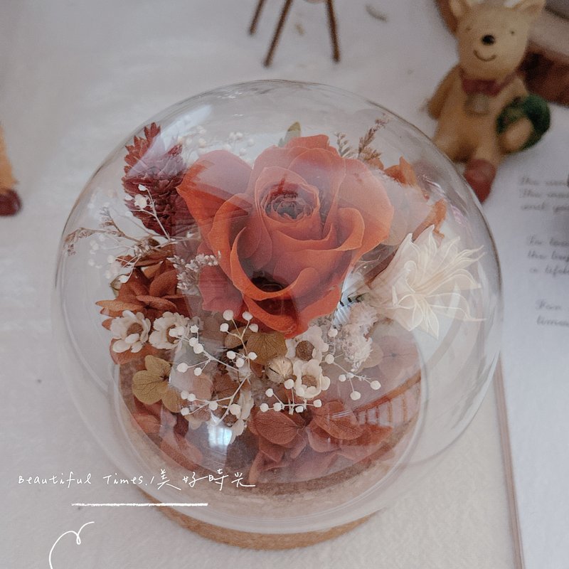プラチナムハイエンドカスタム | 球体ガラスドームプリザーブドフラワー - ドライフラワー・ブーケ - 寄せ植え・花 多色