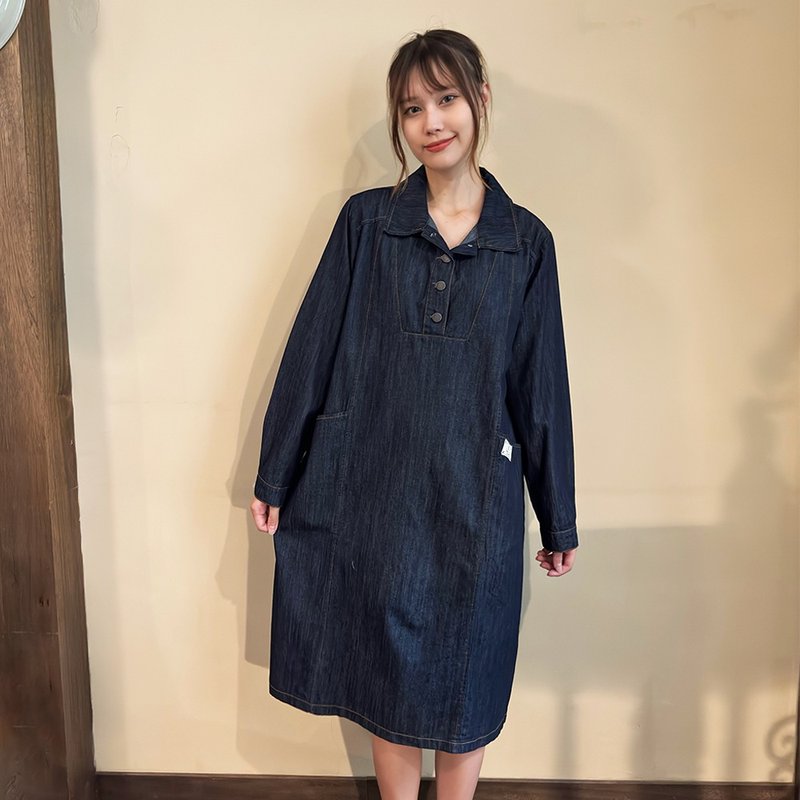 Hana Mokuba shirt style double pocket denim dress - One Piece Dresses - Other Materials 