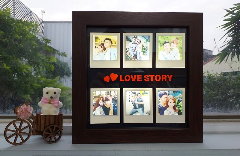 8" 3X2Grid Love Light Box(Wood grain)-personalized gifts-Valentine's Day present - Customized Portraits - Waterproof Material Multicolor