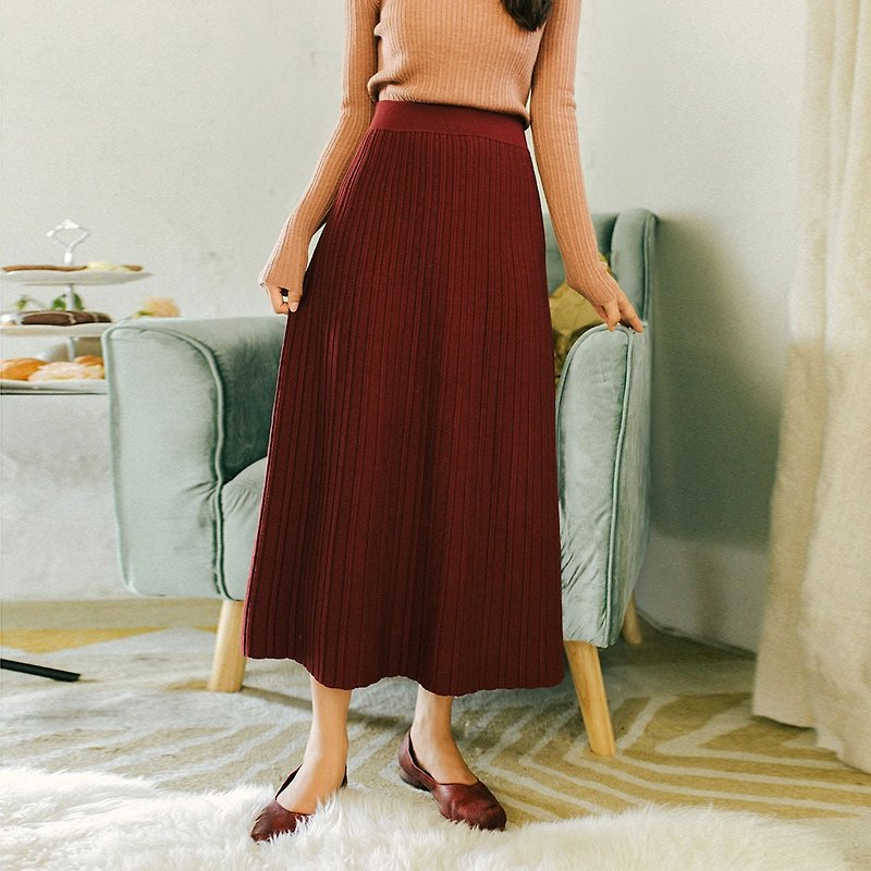 2018 autumn women's new solid color long knit skirt - One Piece Dresses - Other Materials 