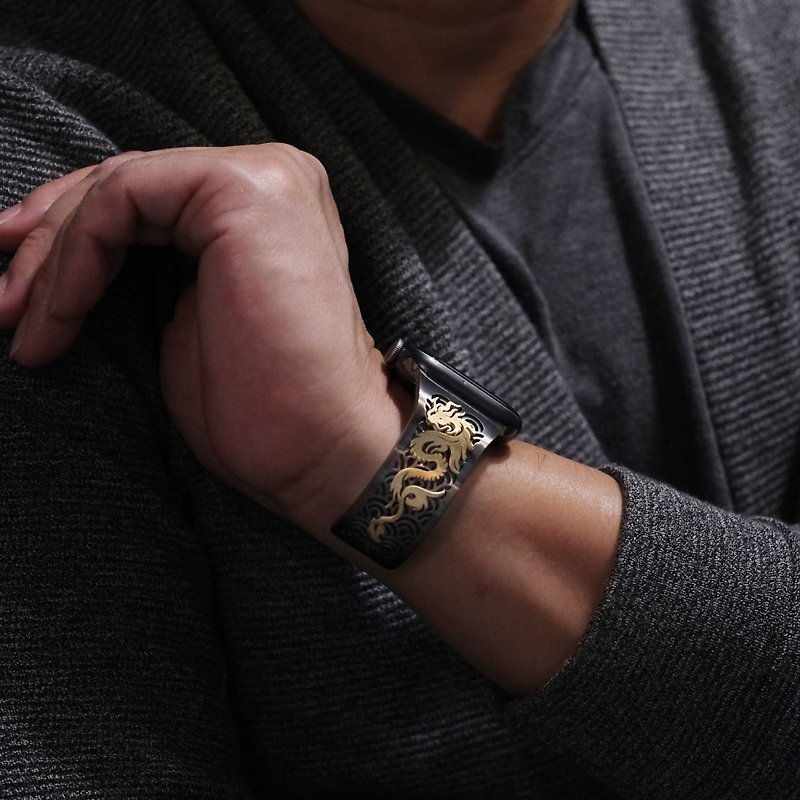 【Stylish Accessories】SOULITE Dragon Glory Black Apple Watch Bangle - Bracelets - Stainless Steel 