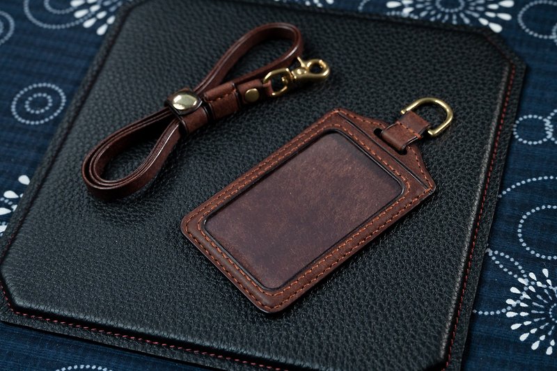 Brown straight ID card holder EasyCard identification card ID card holder - ID & Badge Holders - Genuine Leather Brown
