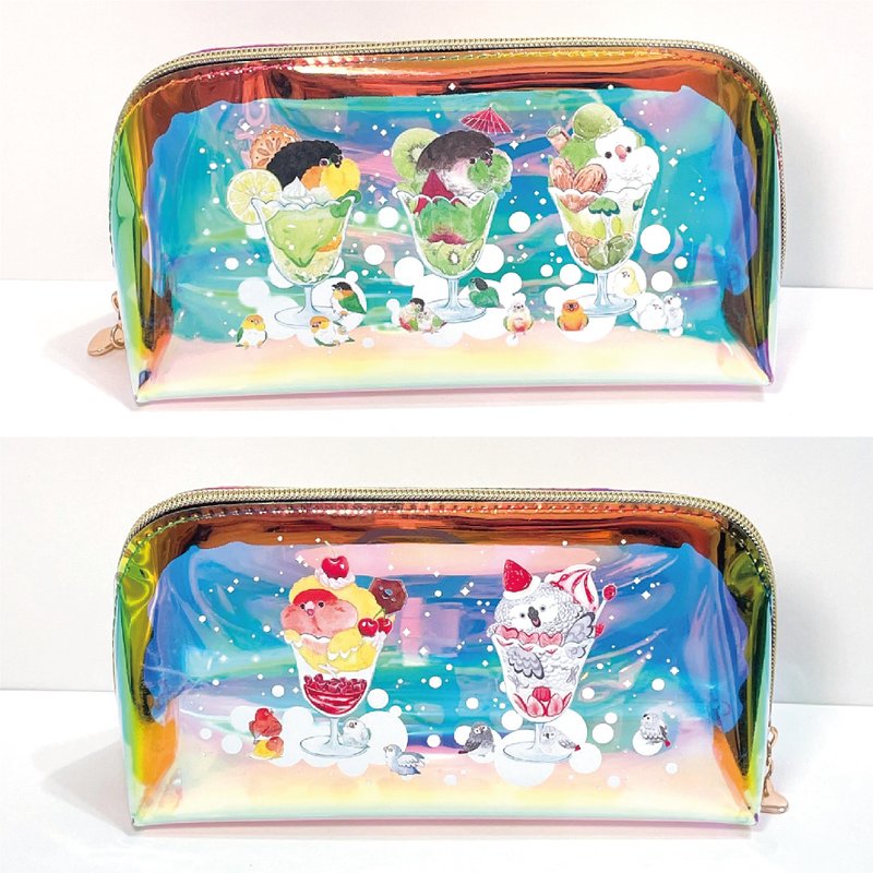 Rolia's Handmade Summer Sundae Colorful Laser Cosmetic Bag (BKeck Little Sun Monk Little Parrot Gray Parrot - Toiletry Bags & Pouches - Plastic 