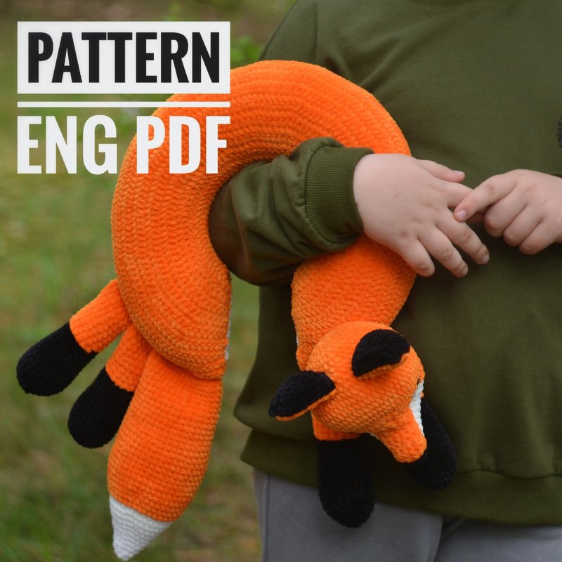 Crochet neck travel pillow, Travel pillow in the shape of a fox, crochet pattern - 線上教學/教學影片 - 其他材質 