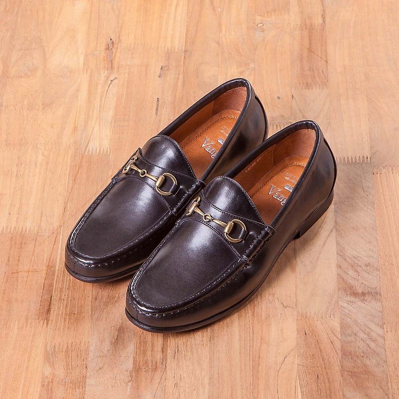 Vanger Gentleman Bronze Horsebit Loafers-Va248 Black - รองเท้าอ็อกฟอร์ดผู้ชาย - หนังแท้ สีดำ