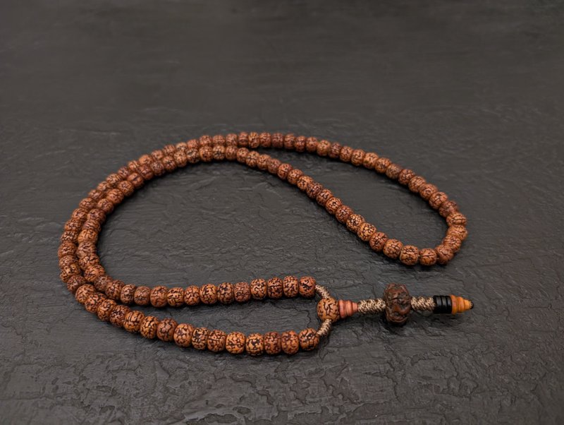 Rudraksha mala 項鍊念珠 108 顆佛教念珠天然正品尼泊爾復古濕婆 - 項鍊 - 木頭 咖啡色