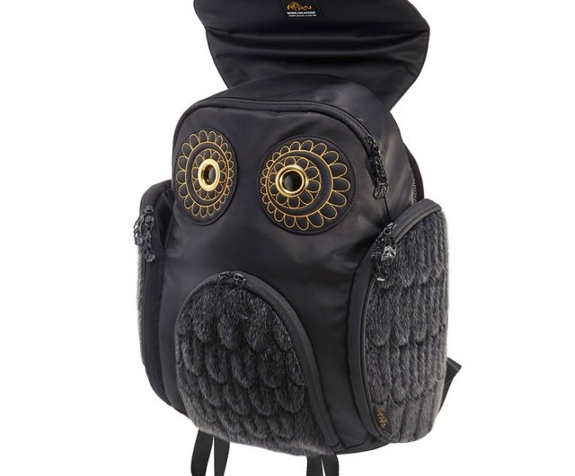 バッグ MORN CREATIONS black owl backpack Morn Creations - Owl Backpack (L) | YesStyle