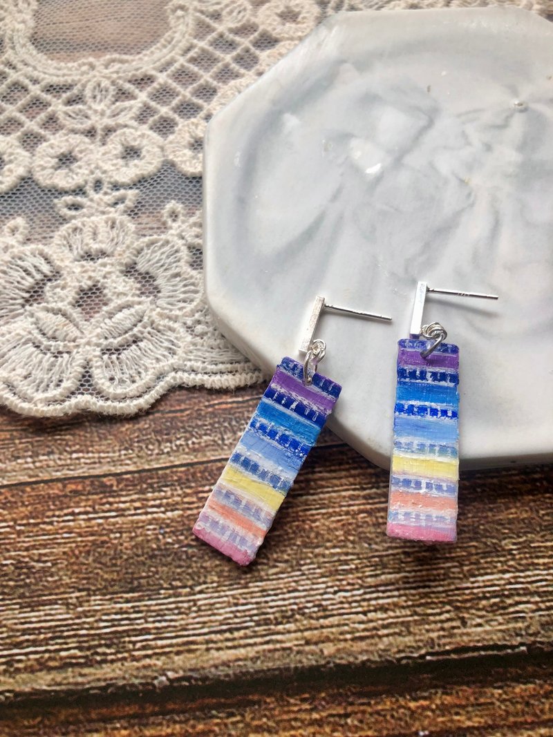 彩虹邨-香港手繪耳環 - 耳環/耳夾/耳骨夾 - 貝殼 多色