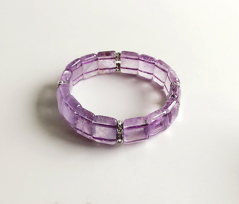 [GEMシリーズ]氷の結晶ブレスレットを通じて、高品質の天然の紫色のラベンダーパープル鉱石 - ブレスレット - 宝石 パープル