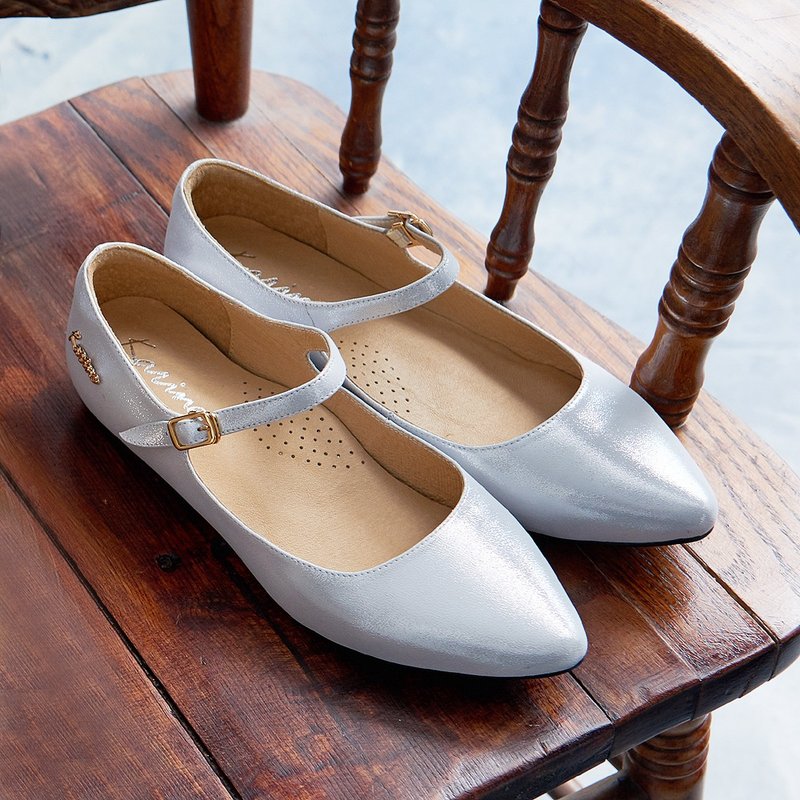 Ice white pointed toe lace-up wedge shoes - Mary Jane Shoes & Ballet Shoes - Genuine Leather 