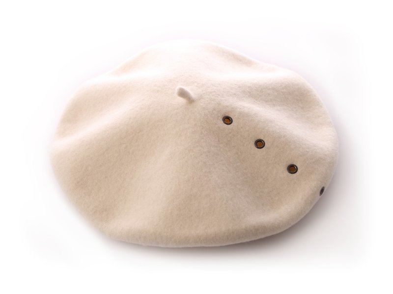 Spanish ELOSEGUI_Female BIDEA beret EL_BIDEA07042 (sheep white) - หมวก - ขนแกะ ขาว