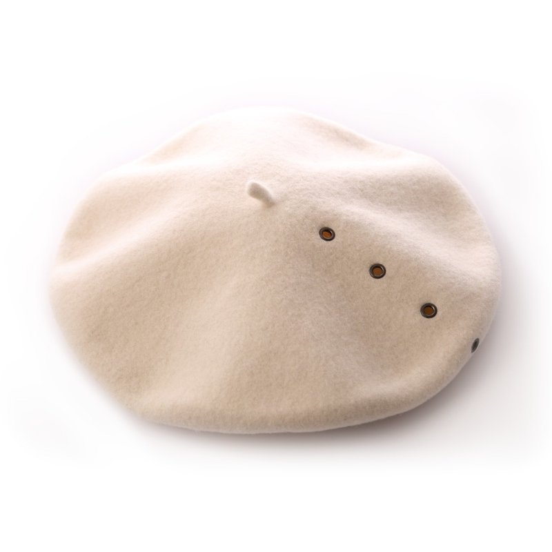 Spanish ELOSEGUI_Female BIDEA beret EL_BIDEA07042 (sheep white) - หมวก - ขนแกะ ขาว