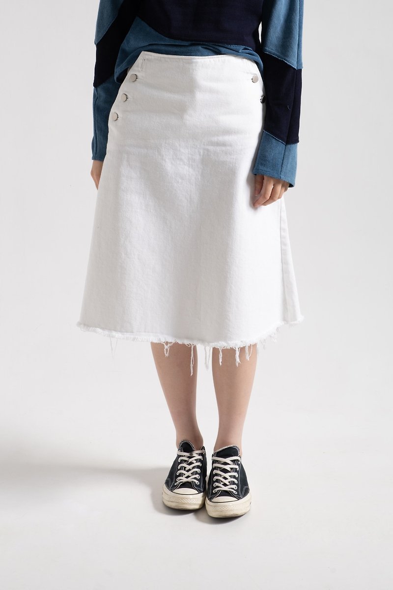Sailor skirt - กระโปรง - ผ้าฝ้าย/ผ้าลินิน ขาว