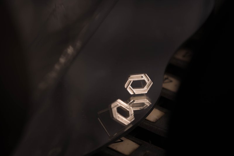 锖・Geometry | 925 silver / brass earrings - ต่างหู - เงินแท้ สีเงิน
