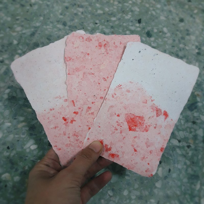 元気な赤い手漉き和紙（10枚セット） - カード・はがき - 紙 レッド