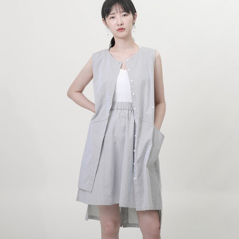 [Limited 2 in combination] F - One Piece Dresses - Cotton & Hemp Gray