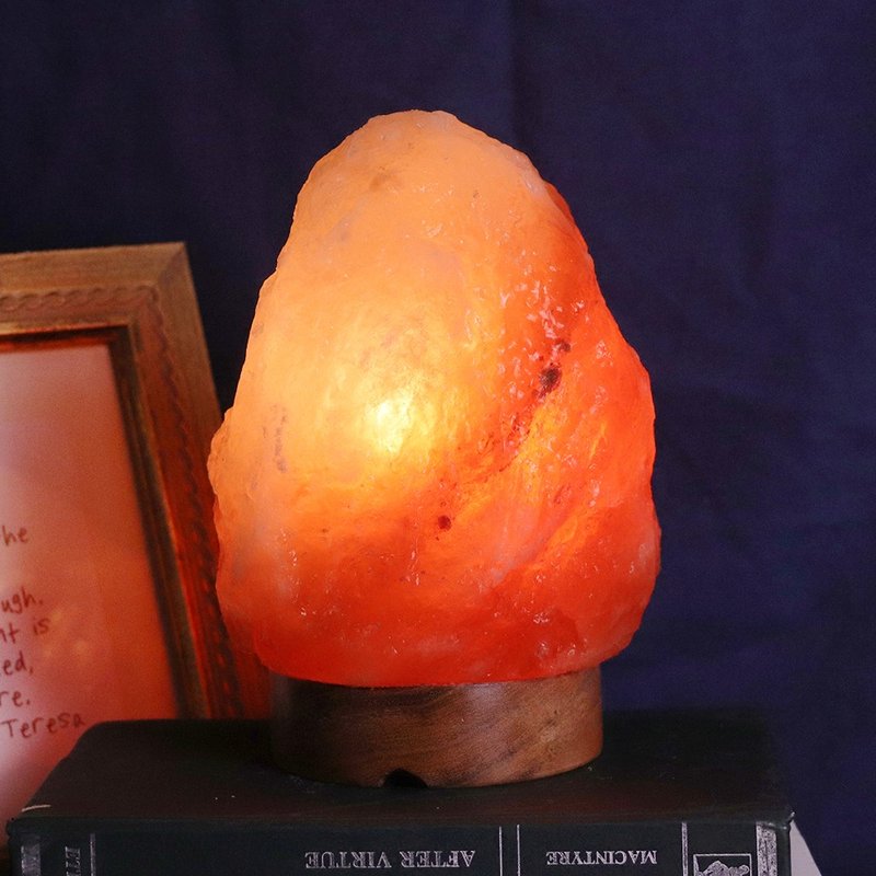 1-2 kg Welfare Salt Lamp I Rose Salt Lamp l Log Base I Purify energy and attract wealth - โคมไฟ - วัสดุอื่นๆ สีส้ม