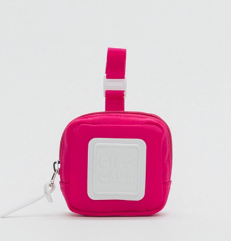ショッキングピンクの小さな四角いバッグ - ポーチ - その他の素材 