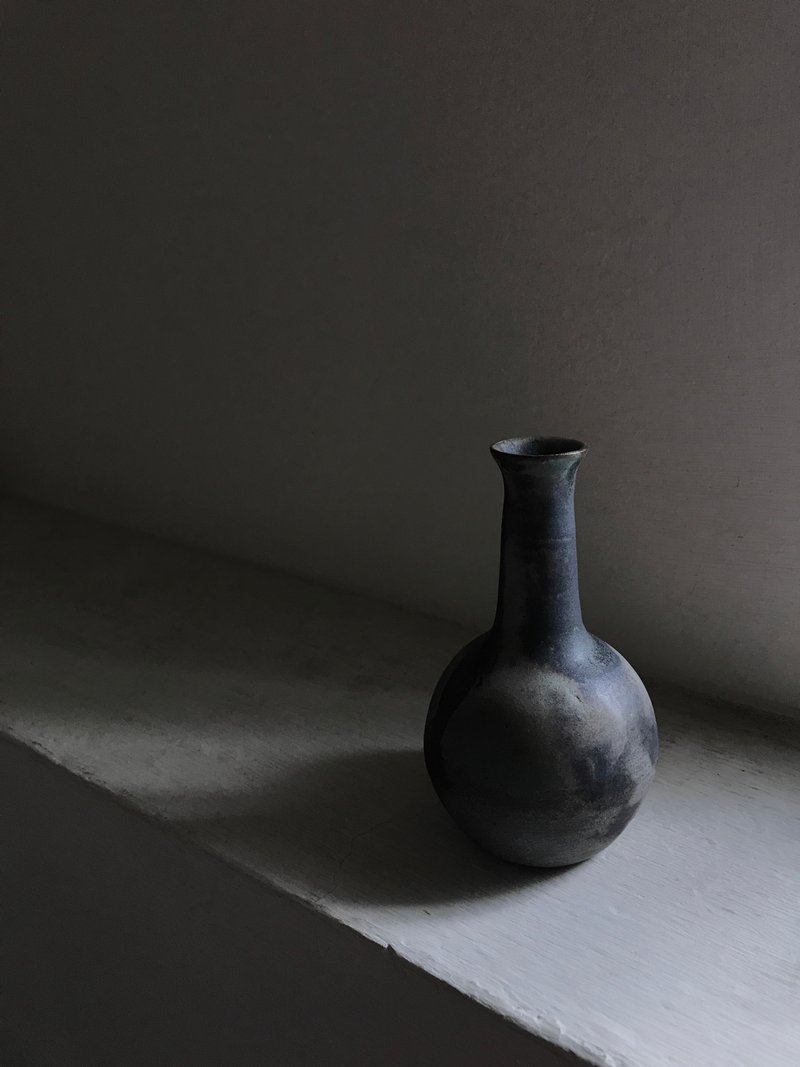 灰綠釉窄口陶花器 - 花瓶/花器 - 陶 灰色