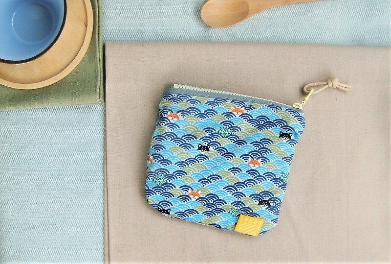 Shiba Inu Spray Soup l Limited l Small meal package - Coin Purses - Cotton & Hemp Blue