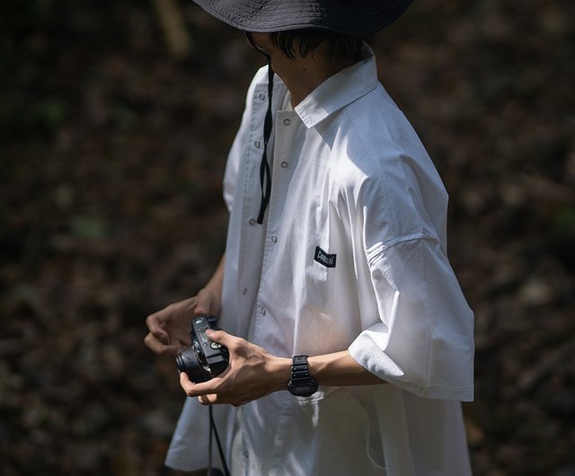 ゆったりカジュアルワークウェア半袖シャツ日本製撥水生地2色