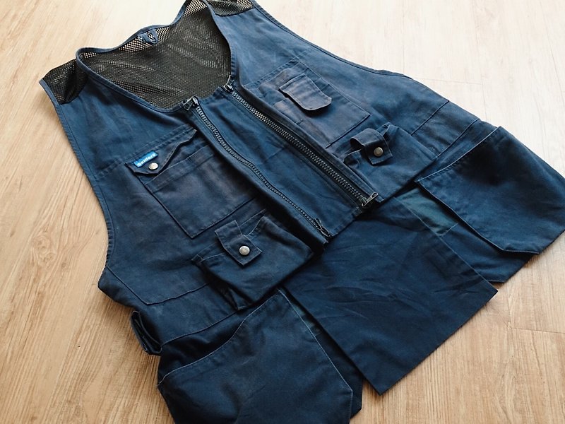 Vintage / vest no.48 - Men's Tank Tops & Vests - Other Materials Blue
