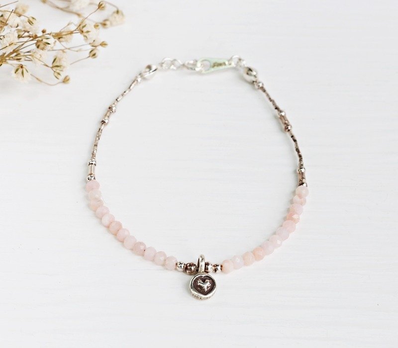 <Beloved>Pink Opal 925 sterling silver bracelet October birthstone Opal silver bracelet Light jewelry Mother's Day Valentine's Day birthday gift anniversary banquet party exchange gift Christmas - สร้อยข้อมือ - เครื่องเพชรพลอย 