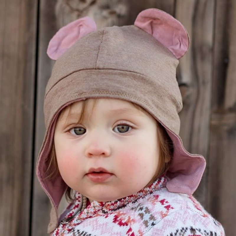 Italian Mondo Rotondo pink bear cotton hat - ผ้ากันเปื้อน - วัสดุอื่นๆ สึชมพู