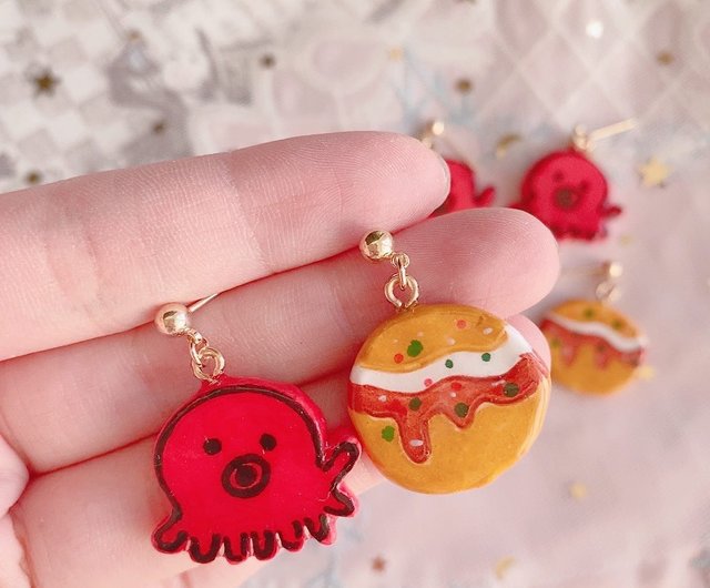 手描きたこ焼き | タコ玉ピアス - ショップ Rose time handmade ピアス