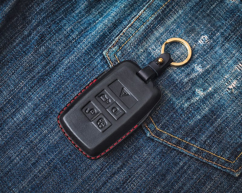 路虎 Land Rover Evoque Velar Discovery 汽車鑰匙包 鑰匙皮套 - 鑰匙圈/鎖匙扣 - 真皮 黑色