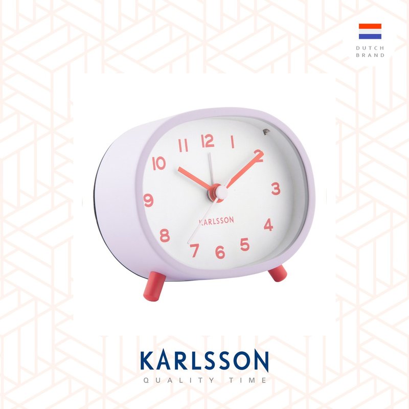 荷蘭Karlsson, Alarm clock Cheeky oval soft purple 帶小夜燈 - 時鐘/鬧鐘 - 其他金屬 紫色