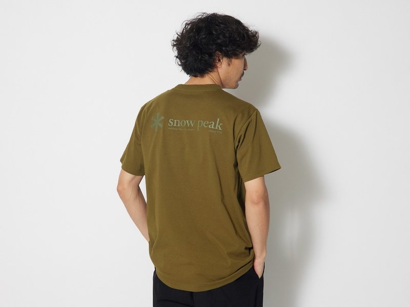 [Gift upon opening of the store] Snow Peak Logo T-shirt M/XL white/olive green - Men's T-Shirts & Tops - Cotton & Hemp Green