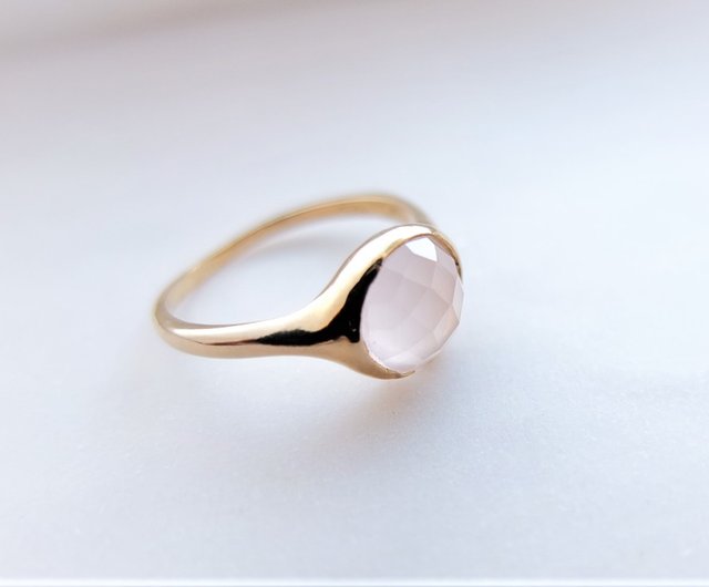 Rose quartz ring/K18 plating - 設計館esprime-le-idee 戒指- Pinkoi