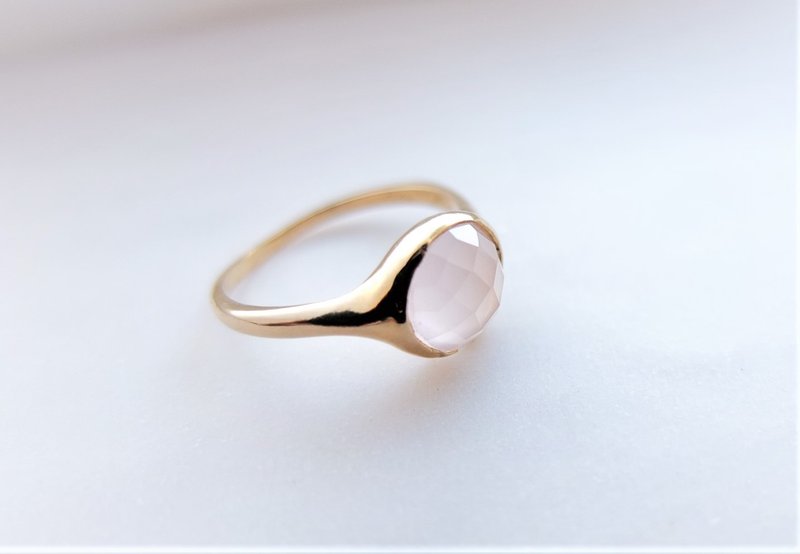 Rose quartz ring/K18 plating - General Rings - Other Metals Gold