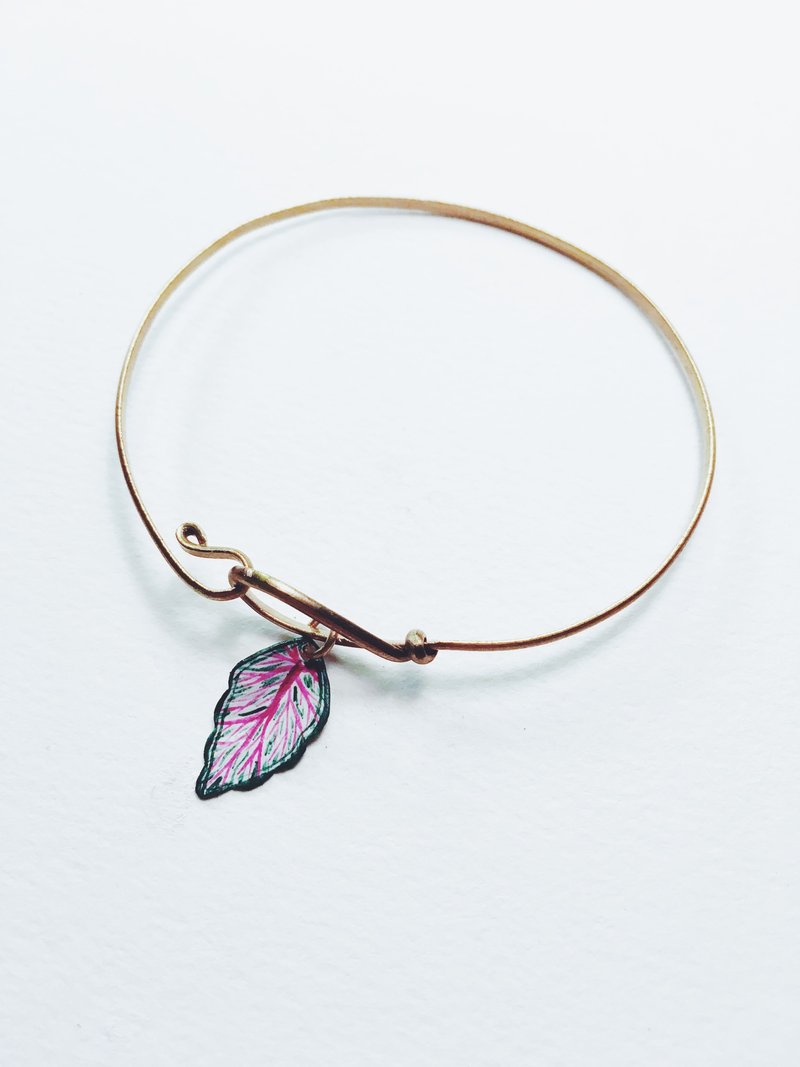 手繪手環 - 葉子 - 手鍊/手環 - 銅/黃銅 粉紅色