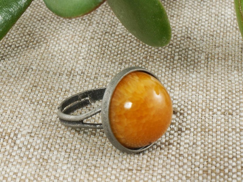 シンビルサイト石の指輪 マスタードイエロー ラウンド宝石 調節可能 リング ジュエリー ギフト - リング・指輪 - 半貴石 イエロー