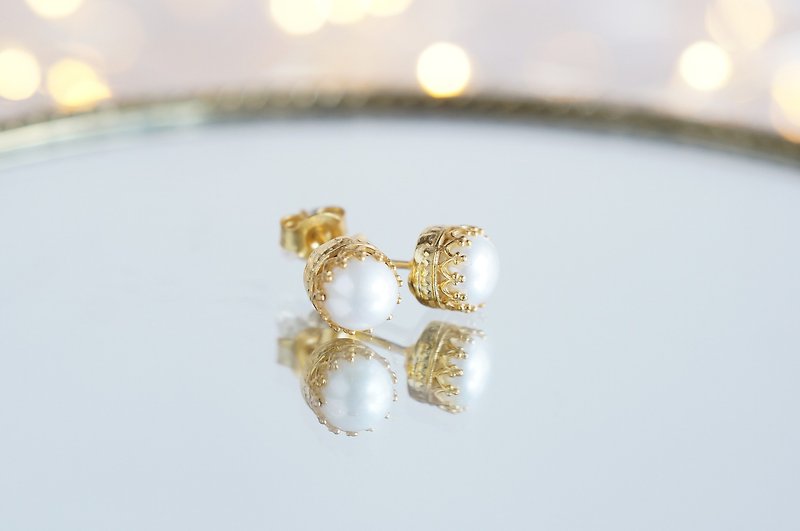 【Silver925】Genuine Pearl Stud Earrings - ピアス・イヤリング - 真珠 ホワイト