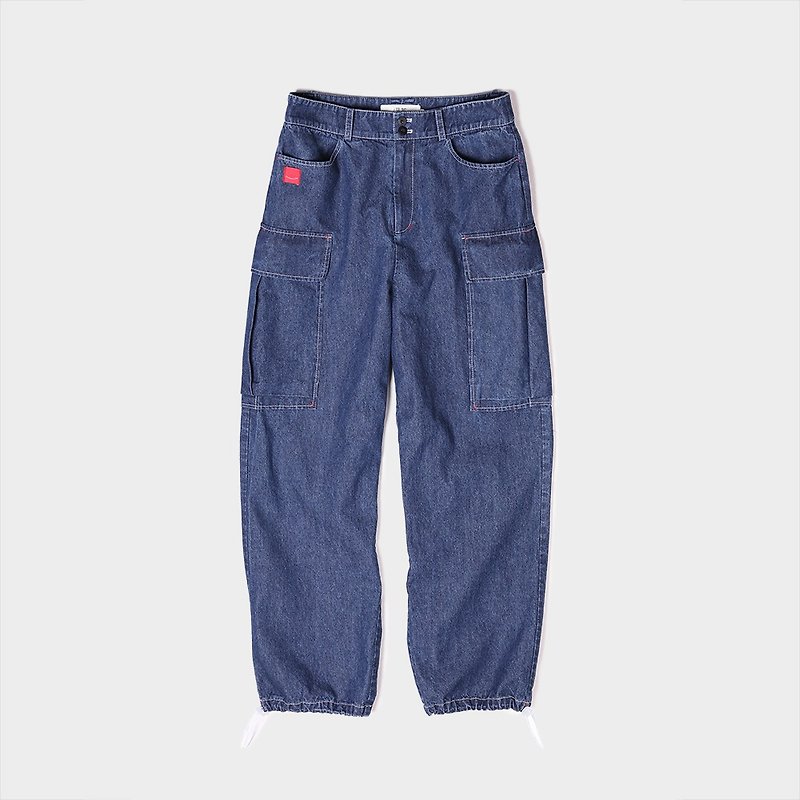 Cotton straight jeans - กางเกงขายาว - ผ้าฝ้าย/ผ้าลินิน สีน้ำเงิน