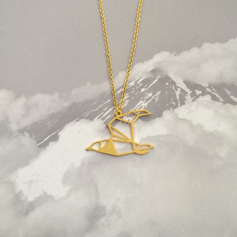 Dove Necklace, Origami Necklace, Gift for her, Gold Plated Brass - 項鍊 - 銅/黃銅 金色