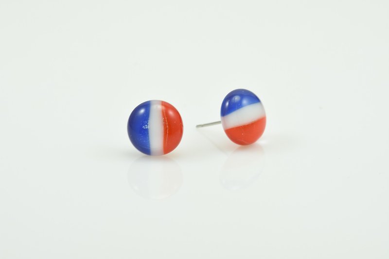 國旗耳環系列-法國 - 耳環/耳夾 - 玻璃 多色