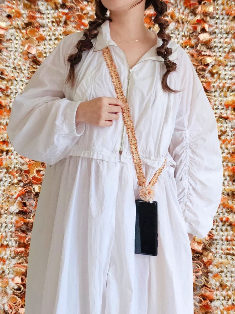 編織手機/包包/相機背帶 - 秋澄 - 手機掛繩/背帶 - 棉．麻 橘色