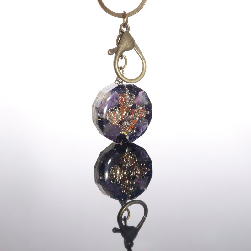 [Valentine's Day Gift Box] Blue Stone Amethyst Labradorite Wisdom Four-Way Vajra Pendant Keychain Tibetan Legend - ที่ห้อยกุญแจ - หยก สีน้ำเงิน